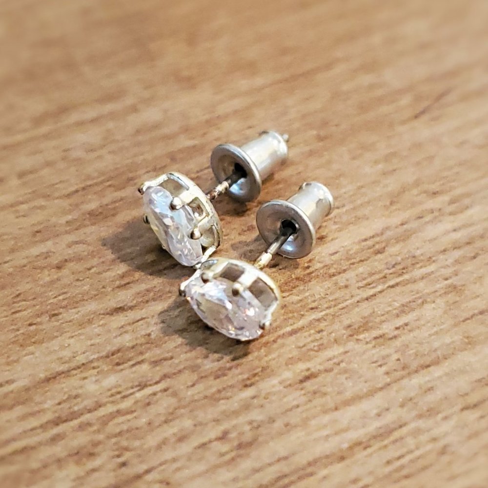 Classic oval 0.50 carat faux diamond silver studs